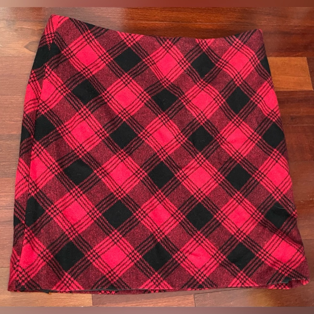 Eddie Bauer Wool Blend Red tartan skirt